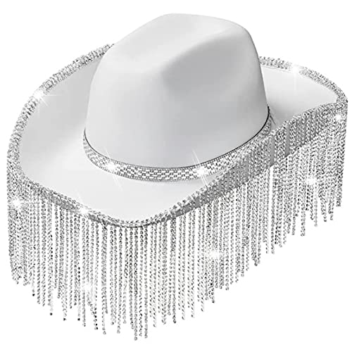 YUNNIAN Cowgirl-Hut mit Strasssteinen, Fransenhüte für Halloween, Verkleidungen, Cosplays, Party-Kostüm-Zubehör YUNNIAN Cowgirl-Hut mit Strasssteinen, Fransenhüte für Halloween, Verkleidungen, Cosplays, Party-Kostüm-Zubehör von YUNNIAN