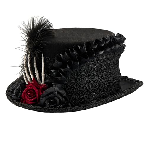 YUNNIAN Dark Series Theme Top Wolle Skelett Blumendesign Toller Für Cosplay Enthusiasten Und Theaterbühnenaufführungen Victorian Kostümhut YUNNIAN Dark Series Theme Top Wolle Skelett Blumendesign Toller Für Cosplay Enthusiasten Und Theaterbühnenaufführungen Victorian Kostümhut von YUNNIAN