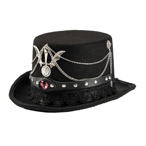 YUNNIAN Punk Top Mit Spitzenausstattung Und Industrial Metal Gears Handgefertigt Fantasy Cosplay Für Halloween Kostümpartys Unisex Steampunk Kostümhut von YUNNIAN