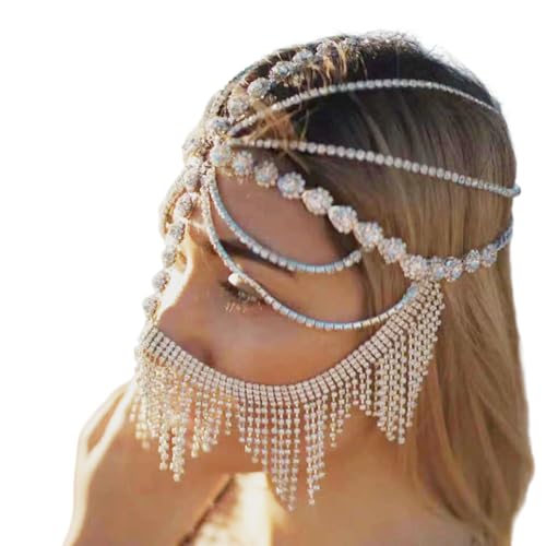 YUNNIAN Sparkling Strassestones Kette Schleimmaske Kopfbedeckung Kopfbedeckung Für Frauen Elegante Maskerade Party Tanz Kostümzubehör Ressensteine Kopfbedeckung Für Frauen YUNNIAN Sparkling Strassestones Kette Schleimmaske Kopfbedeckung Kopfbedeckung Für Frauen Elegante Maskerade Party Tanz Kostümzubehör Ressensteine Kopfbedeckung Für Frauen von YUNNIAN
