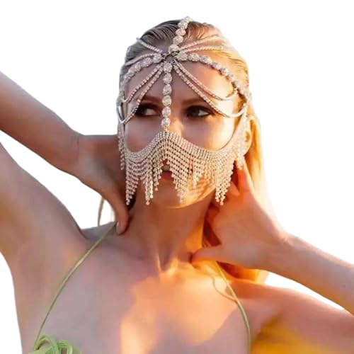 YUNNIAN Sparkling Strassestones Kette Schleimmaske Kopfbedeckung Kopfbedeckung Für Frauen Elegante Maskerade Party Tanz Kostümzubehör Ressensteine Kopfbedeckung Für Frauen YUNNIAN Sparkling Strassestones Kette Schleimmaske Kopfbedeckung Kopfbedeckung Für Frauen Elegante Maskerade Party Tanz Kostümzubehör Ressensteine Kopfbedeckung Für Frauen von YUNNIAN