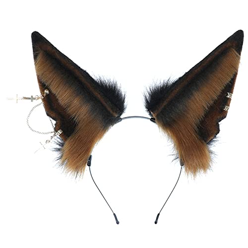 YUNNIAN Tierhaarreif Wolf Ohr Stirnband Handgemachte Simulation Tierohren Stirnband Wolf Cosplay Halloween Kopfbedeckung YUNNIAN Tierhaarreif Wolf Ohr Stirnband Handgemachte Simulation Tierohren Stirnband Wolf Cosplay Halloween Kopfbedeckung von YUNNIAN