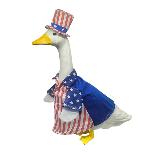 YUNNIAN Veranda-Gänse-Outfit, patriotisches Garten-Gänse-Kostüm, Hut und Hemd, Bekleidungsset für den 4. Juli im Freien von YUNNIAN