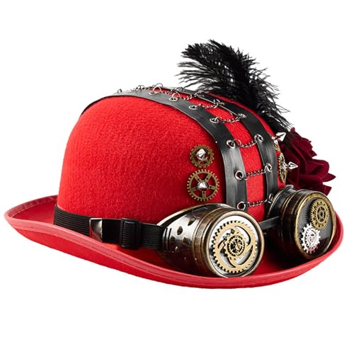 YUNNIAN Wolle Punk Kostüm Top Mit Schutzbrille Und Dunkler Rose Für Viktorianische Partys Maskeraden Event Dressing Steampunk Top Mit Gangkette YUNNIAN Wolle Punk Kostüm Top Mit Schutzbrille Und Dunkler Rose Für Viktorianische Partys Maskeraden Event Dressing Steampunk Top Mit Gangkette von YUNNIAN