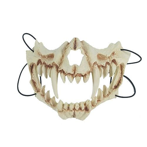 YUNNUO Cosplay Maske Halloween Halbgesicht Tier Schädel Maske Tiger Wolf (Tiger Maske) von YUNNUO