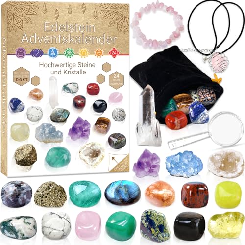 Adventskalender 2024 Kinder für Kristalle, Edelstein Adventskalender mit 24 Natürlicher Gesteine und Mineralien, Weihnachten Countdown Überraschunge für Jungen und Mädchen-Deutsche Ausgabe Adventskalender 2024 Kinder für Kristalle, Edelstein Adventskalender mit 24 Natürlicher Gesteine und Mineralien, Weihnachten Countdown Überraschunge für Jungen und Mädchen-Deutsche Ausgabe von YUNSTK