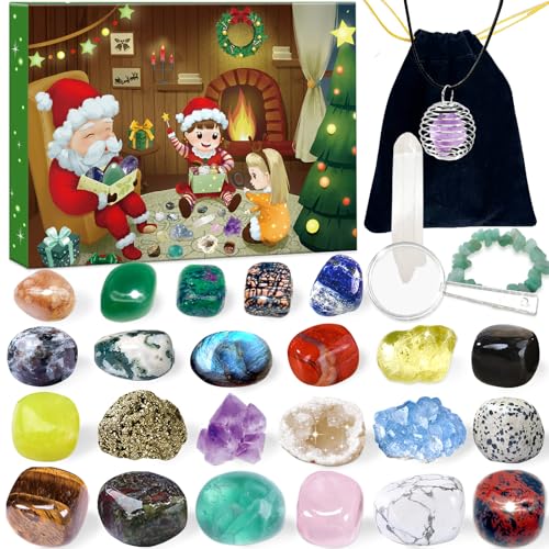 Edelstein Adventskalender, Weihnachts Countdown Kalender 2024, 24 Stück Natürliche Kristalle, Edelsteine und Mineralien zum Sammeln und Lernen, Weihnacht Geschenk für Kinder-Deutsche Ausgabe Edelstein Adventskalender, Weihnachts Countdown Kalender 2024, 24 Stück Natürliche Kristalle, Edelsteine und Mineralien zum Sammeln und Lernen, Weihnacht Geschenk für Kinder-Deutsche Ausgabe von YUNSTK