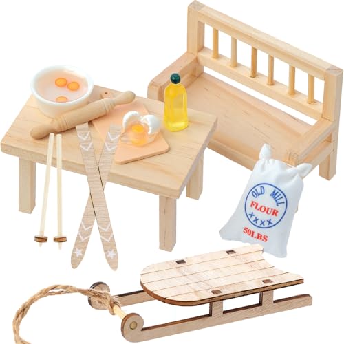 Miniatur Wichtel Zubehör, 10 Pcs Wichteltür Zubehör Weihnachten, 1/12 Mini Puppenhaus Zubehör, Miniatur Tisch Küche Wichtelhaus Zubehör, Schlitten Holz Puppenhaus Zubehör, Weihnachtswichtel Zubehör Miniatur Wichtel Zubehör, 10 Pcs Wichteltür Zubehör Weihnachten, 1/12 Mini Puppenhaus Zubehör, Miniatur Tisch Küche Wichtelhaus Zubehör, Schlitten Holz Puppenhaus Zubehör, Weihnachtswichtel Zubehör von YUNSTK