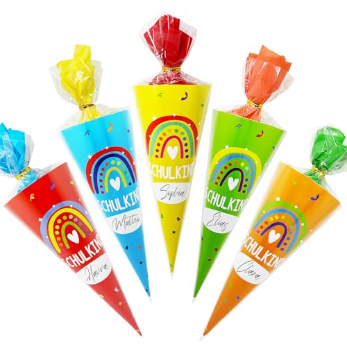YUNYAKARSA 10 Stück Schultüte Jungen Mädchen, 28cm Geschwister Schultüte Klein Zuckertüte Kleine Schultüte Mädchen Jungen, Mini Schultüte zum Befüllen, Bunte Zuckertüte Junge Mädchen YUNYAKARSA 10 Stück Schultüte Jungen Mädchen, 28cm Geschwister Schultüte Klein Zuckertüte Kleine Schultüte Mädchen Jungen, Mini Schultüte zum Befüllen, Bunte Zuckertüte Junge Mädchen von YUNYAKARSA