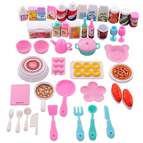 YUNYAN 43 Küchenspielzeug Zubehör Puppen Lebensmittel Küche Essen Zubehör Kinderküche Zubehör Kochspielzeug Küchen Plastikspielzeug für Kinder Geschenke von YUNYAN