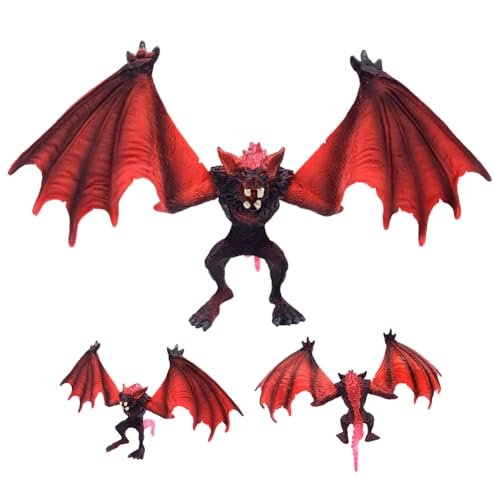 Fabelwesen Fledermausmonster, Fledermausmonster Tierspielzeug | detailgetreue Monster Spielfigur Flügeln & transparenten Kristallen | tolles Geschenk für Kinder ab 7 Jahren | 25 x 14.5 cm (Rot) von YUPDFGB