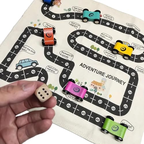 Canvas Car Toy Set, Dual Side Cartoon Truck Car Toy with Play Mat, Traffic Playset Canvas Slot Car Race Track Sets, Funny Road Trip Game for Camping (Weiß) von YURNB