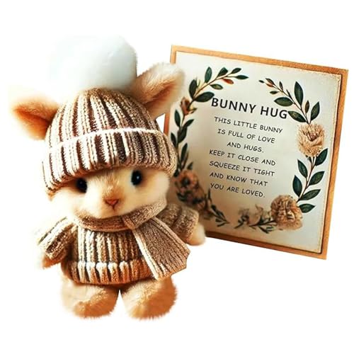 YURNB Mini Bunny Hug Cute Easter Gift, Cute Emotional Support Positive Crochet Bunny, Handmade Plush Pocket Hug Rabbit doll, Unique Gift for Family Friend Loved Ones (Khaki) von YURNB
