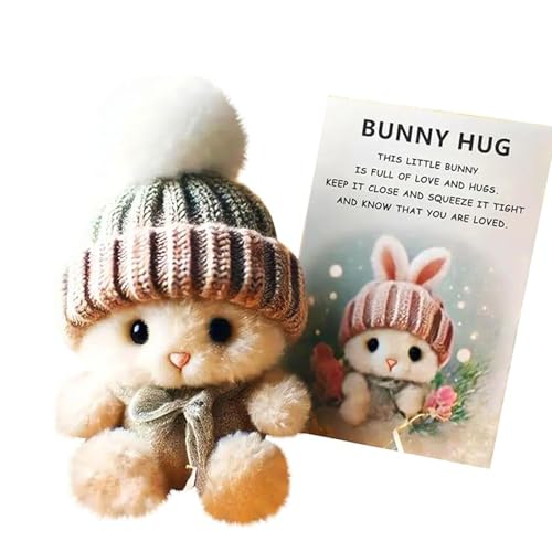 YURNB Mini Bunny Hug Cute Easter Gift, Cute Emotional Support Positive Crochet Bunny, Handmade Plush Pocket Hug Rabbit doll, Unique Gift for Family Friend Loved Ones (grau) von YURNB