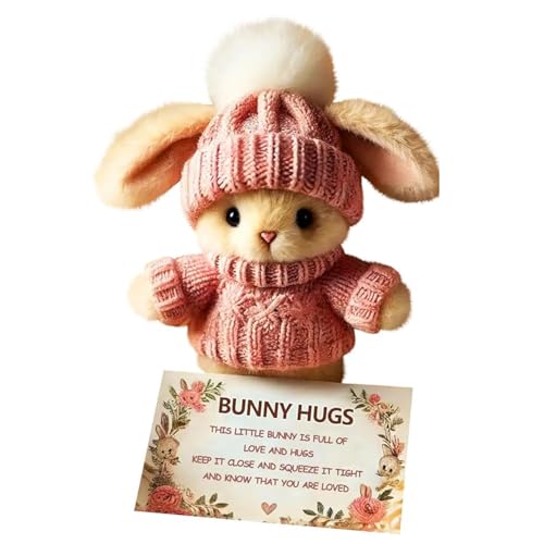 YURNB Mini Bunny Hug Cute Easter Gift, Cute Emotional Support Positive Crochet Bunny, Handmade Plush Pocket Hug Rabbit doll, Unique Gift for Family Friend Loved Ones (pink) von YURNB
