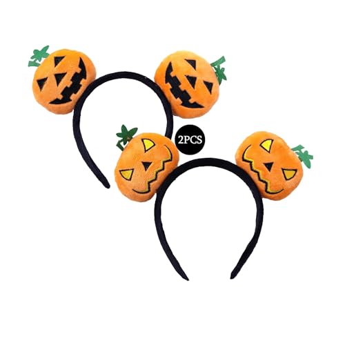 YUSHWENPTY Halloween Kürbis Haarreif 2 Stück Kürbis Kopfschmuck Mausohren Haarreifen Halloween Haarschmuck für Kinder Erwachsene, Halloween Kostümzubehör, Cosplay, Masquerade (A) von YUSHWENPTY