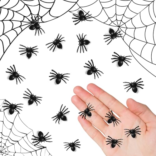YUSHWENPTY Spinnen Deko Halloween, Spinnen Tischdeko Set, Spinnenfiguren Dekoration, 3D Schwarze Spinnen Streudeko für Halloween, Partyzubehör, Streiche (20 Stück) von YUSHWENPTY