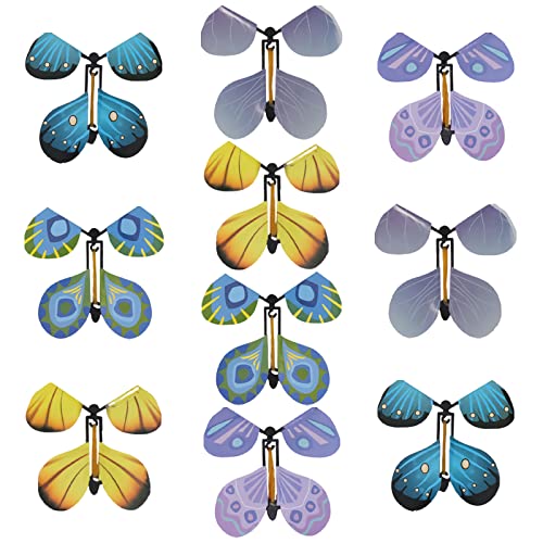 YUTOU 10 Stück Flying Butterfly Toy Fliegende Schmetterlinge Wind up Butterfly Toy Fliegender Schmetterling Spielzeug Set Überraschungsgeschenk für Partys Geburtstage Hochzeiten, Zufällige Stile von YUTOU