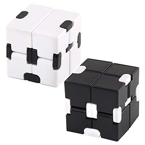 YUTOU 2 Stücke Zappeln Spielzeug Infinite Cube Mini Kill Time Spielzeug Unendlicher Cube Magic Unendlicher Flip Würfel für Stress und Angst Linderung Entspannendes Spielzeug(Schwarz，Weiß) von YUTOU