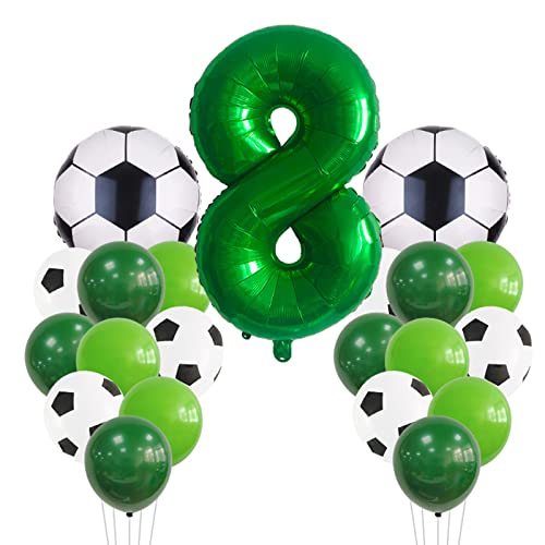 YUTOU Fußball Luftballons 8 jahre Geburtstagdeko Fußbal Thema Luftballons Zahl 8 Fußball Folienballon 8. Fussball Deko Geburtstag Kinder Luftballons für Kinder,Jungen,Fußballfan-Geburtstagsfeier von YUTOU