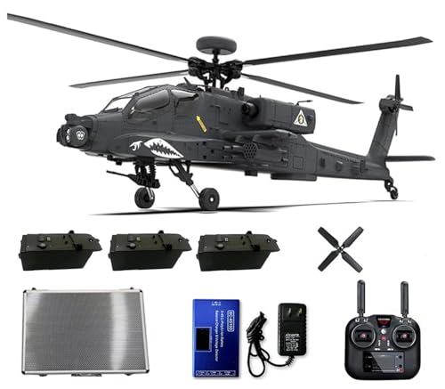 YUTT 1/32 F11-S AH64 RC Hubschrauber, RC Dual-Achse Co-Drive Flybarless 6G/3D Stunt Apachhe Militärhubschrauber Modell (RTF GPS Version) von YUTT