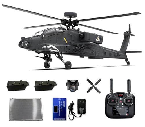 YUTT 1/32 F11-S AH64 RC Hubschrauber mit Kamera, RC Dual-Achse Co-Drive Flybarless 6G/3D Stunt Apachhe Militärhubschrauber Modell (RTF GPS Version) von YUTT