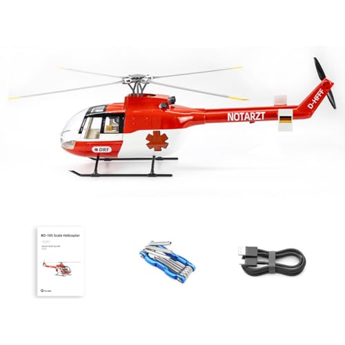 YUTT BO105 470 Class RC Hubschrauber Modell, 6CH 3D Stunt Hubschrauber mit H1 Flugsteuerung, GPS Positionierung und Einstellbare Links-/Rechtshänder-Steuerung (PNP-Version) von YUTT