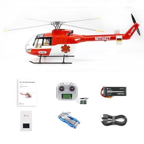 YUTT BO105 470 Class RC Hubschrauber Modell, 6CH 3D Stunt Hubschrauber mit H1 Flugsteuerung, GPS-Positionierung und Einstellbarer Links-/Rechts-Steuerung (RTF-Version) von YUTT
