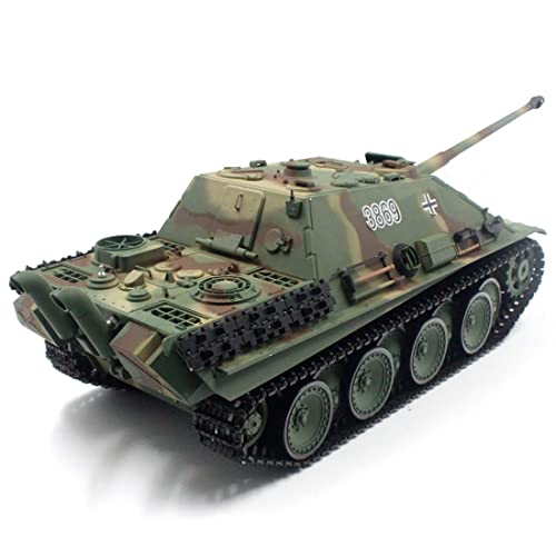YUTT RC Panzer für Erwachsene, 1/16 2,4 G RC Deutscher Jagdpanther Jagdpanther Panzer Fahrzeug Modell Spielzeug Geschenke mit Lichtgeräuschen (Grundversion/Camouflage Grün) von YUTT