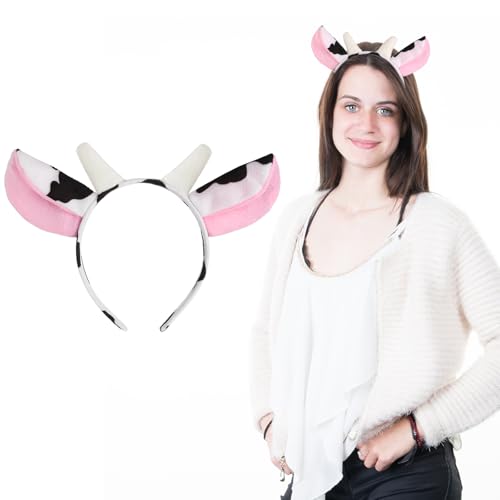 Niedliches Stirnband Mit Kuhohren Hörnern Realistisches Stirnband Aus Plüsch mit Tierohren Kopfbedeckung Halloween Weihnachtsfest Thema Elastischer Haarreif Accessoire für Tierparty Cosplay Kostüm Niedliches Stirnband Mit Kuhohren Hörnern Realistisches Stirnband Aus Plüsch mit Tierohren Kopfbedeckung Halloween Weihnachtsfest Thema Elastischer Haarreif Accessoire für Tierparty Cosplay Kostüm von YUXIANLB