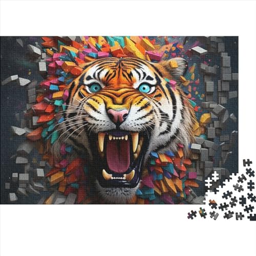 Asian Tiger Puzzle 500 Teile Cartoon Classic Puzzle DIY Kit Holzspielzeug Unique Gift Home Decor 500pcs (52x38cm) von YUXINYUE