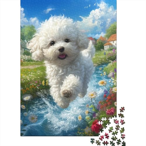 Bichon Frise Puzzle 1000 Teile Schwer Puzzle Spielzeug Pädagogisches Spiel Impossible Herausforderungsspielzeug Für Erwachsene Und Kinder Ab 14 Jahren 1000pcs (75x50cm) von YUXINYUE