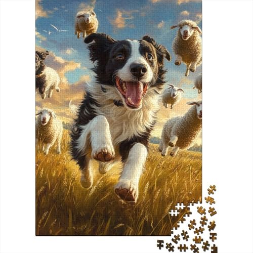 Border Collie Puzzles 1000 Teile Schwer Puzzle Spielzeug Pädagogisches Spiel Impossible Herausforderungsspielzeug Für Erwachsene Und Kinder in Bewährter 1000pcs (75x50cm) von YUXINYUE
