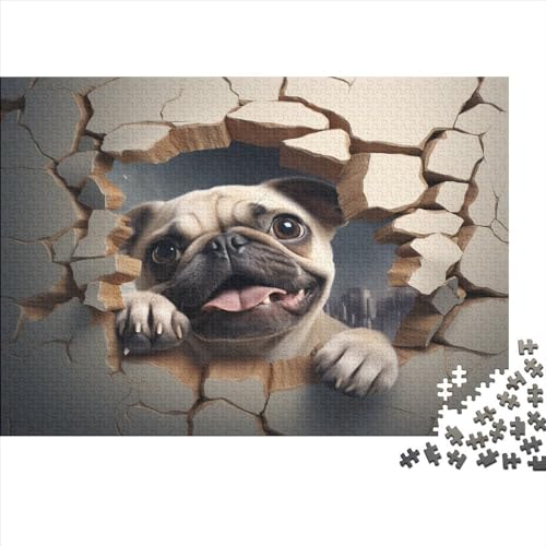 Cute Pug Puzzles 1000 Teile für Erwachsene | Cartoon Puzzle mit 1000 Teilen Lernspiele Puzzle zur Heimdekoration. 1000 Stück (75 x 50 cm) von YUXINYUE