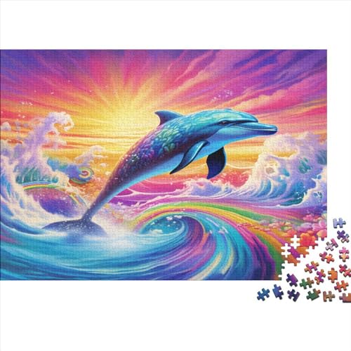 Dolphin Puzzle 1000 Teile Cartoon Classic Puzzle DIY Kit Holzspielzeug Unique Gift Home Decor 1000pcs (75x50cm) von YUXINYUE
