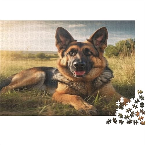 German Shepherd Puzzle - Pet Dog - 500 Teile Puzzle Für Erwachsene Und Kinder Ab 12 Jahren, Geschicklichkeitsspiel Für Die Ganze Familie, 500pcs (52x38cm) von YUXINYUE