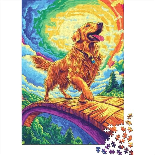 Golden Retriever Puzzle 1000 Teile Schwer Puzzle Spielzeug Pädagogisches Spiel Impossible Herausforderungsspielzeug Für Erwachsene Kinder 1000pcs (75x50cm) von YUXINYUE