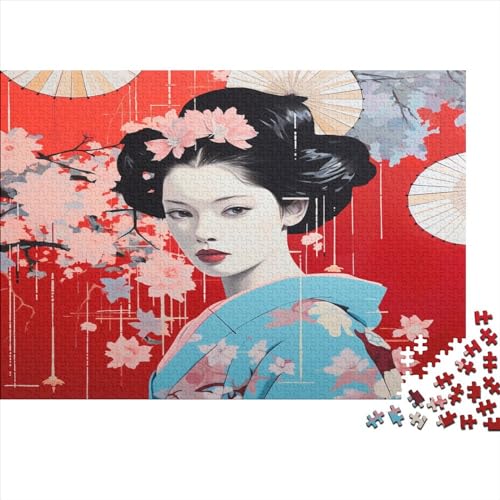 Kimono Girl Puzzle - Japanese Style - 1000 Teile Puzzle Für Erwachsene Und Kinder Ab 12 Jahren, Geschicklichkeitsspiel Für Die Ganze Familie, 1000pcs (75x50cm) von YUXINYUE