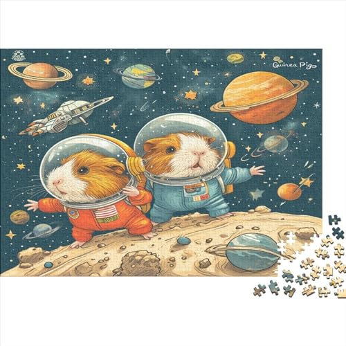 Puzzles Für Erwachsene 500 Teile Astronaut Hamster Puzzle Für Familienspielzeugspiel Holzpuzzle Family Time Brain Challenge 500pcs (52x38cm) von YUXINYUE