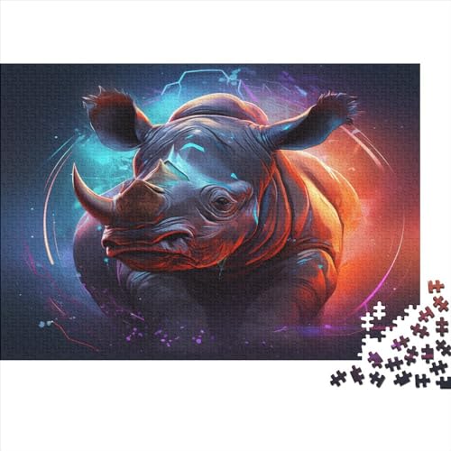 Rhinoceros Puzzles Für Erwachsene 500 Teile Puzzle Für Familienspielzeugspiel Holzpuzzle Family Time Brain Challenge 500pcs (52x38cm) von YUXINYUE