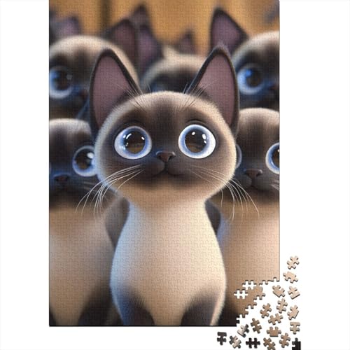 Siamesische Kätzchen Puzzle 1000-teilige Schwer Puzzle Spielzeug Lernspiel Impossible Herausforderungsspielzeug Für Erwachsene Und Kinder in Bewährter 1000pcs (75x50cm) von YUXINYUE