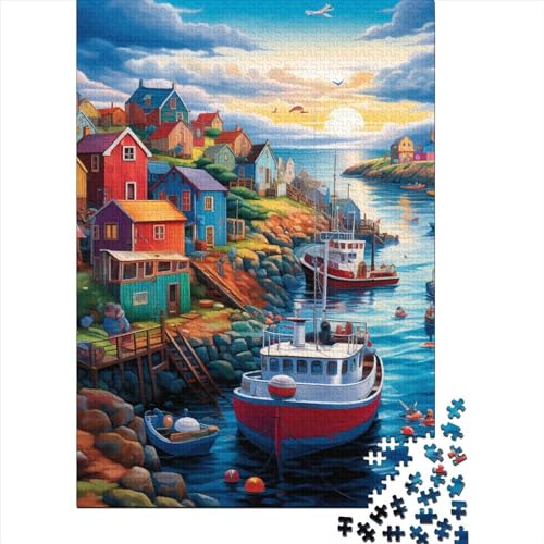Sonnenuntergang über der Bucht Puzzles 1000 Teile Schwer Puzzle Spielzeug Pädagogisches Spiel Impossible Herausforderung Spielzeug Für Erwachsene Und Kinder Ab 12 Jahren 1000pcs (75x50cm) von YUXINYUE