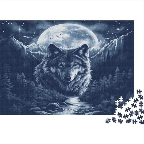 Wolves in The Moonlight Puzzles 500 Teile Für Erwachsene Animal Patterns Familie Urlaub Puzzle,Puzzle Für Pädagogisches Geschenk Heimdekoration 500pcs (52x38cm) von YUXINYUE