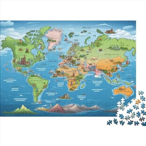 World Map – Puzzle 300 Teile Ab 12 Jahren, Buntes Erwachsenenpuzzle Mit Kräftigen Farben, Geschicklichkeitsspiel Für Die Ganze Familie, Schöne Geschenkidee 300pcs (40x28cm) von YUXINYUE