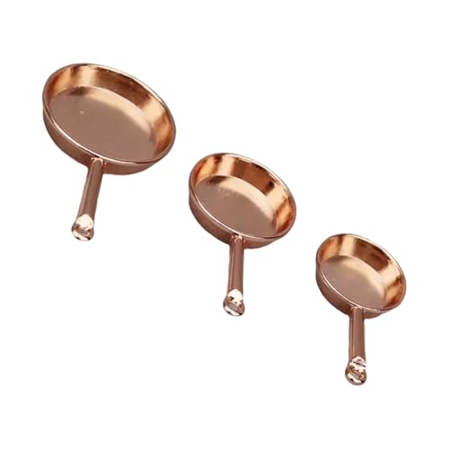 YUXITA Set mit 3 Miniatur-Bratpfannen für Puppenhäuser im Maßstab 1:12, Küchen-Display, Zubehör, Handwerksprojekt, Modelldekoration von YUXITA