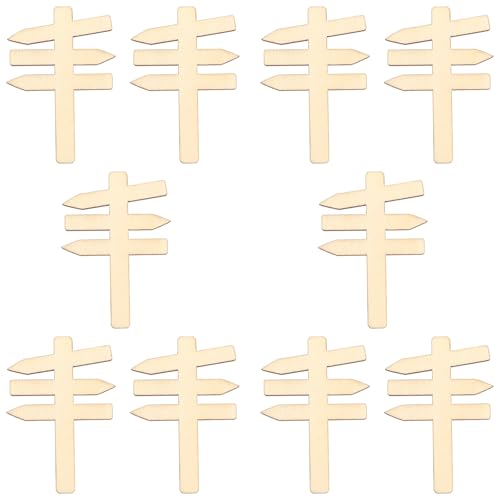 YUXMU 10 Stück Miniatur Wegweiser Holz, 7 x 5 cm Wegweiser Holz Garten Miniatur Deko Wichtel Zubehör für Miniaturgärten Zwergenhäuser und Puppenhäuser von YUXMU