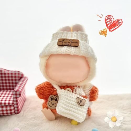 Puppenkleidung für La-bubu(keine Puppe), handgefertigter Pullover, 3-teiliges Set für 17 cm große Puppe, Puppenkleidung aus weicher Baumwolle, stilvolles La-buu Outfit mit Zubehör von YUYQAQ