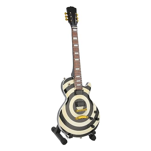 9,8-Zoll-Miniatur-E-Gitarrenmodell, Innovatives Schwarz-weißes Kreis-Holzsimulationsmodell für die Sammlung von YUYTE