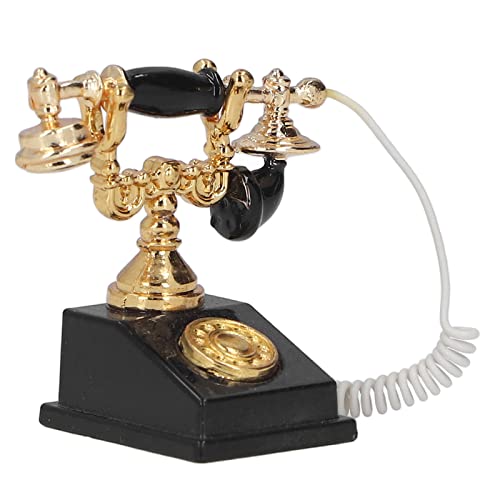 YUYTE 1:12 Puppenhaus Mini -Telefonmodell Retro Europäische Vintage Telefonsimulationslegierung Dekoration für Dollhouse Home Miniature Dekor (Black) von YUYTE