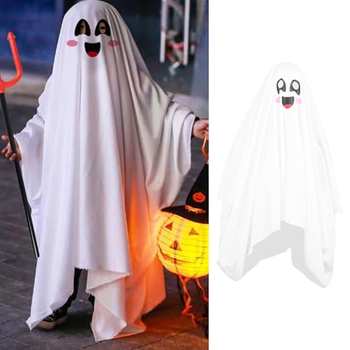 YUYTE Unisex Halloween Ghost Cloak Kostüm Weiß Nylon Ghost Face Design für Dress -up -Partys Festivals (L) von YUYTE